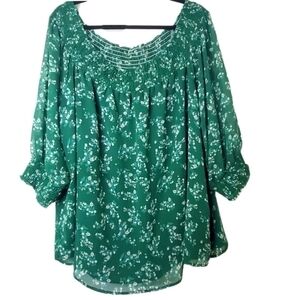 Green Floral Women's Top